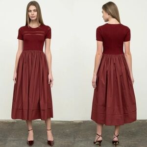 NWOT Moon river bow tie knit top mixed maxi dress